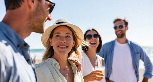 Bildungsurlaub England Bournemouth mit LISA! – Englisch lernen und britisches Küstenleben erleben Erwachsene in Bournemouth während eines LISA! Bildungsurlaubs genießen Strandatmosphäre und lernen Englisch in internationaler Umgebung