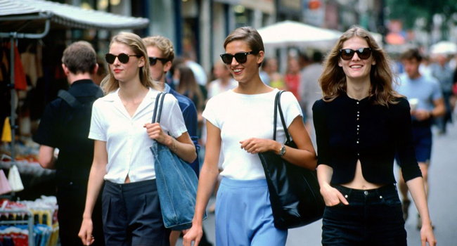  Erwachsene spazieren durch London während eines LISA! Bildungsurlaubs genießen Stadtleben und internationale Atmosphäre