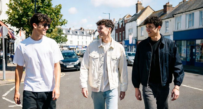  Drei Teilnehmer in der Stadt Bournemouth während einer LISA! Sprachreise in England beim Spaziergang