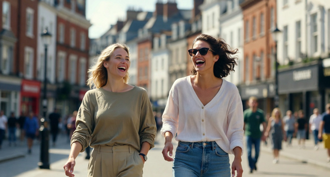 Zwei Erwachsene Teilnehmerinnen beim Stadtspaziergang in Brighton während einer LISA! Sprachreise in England