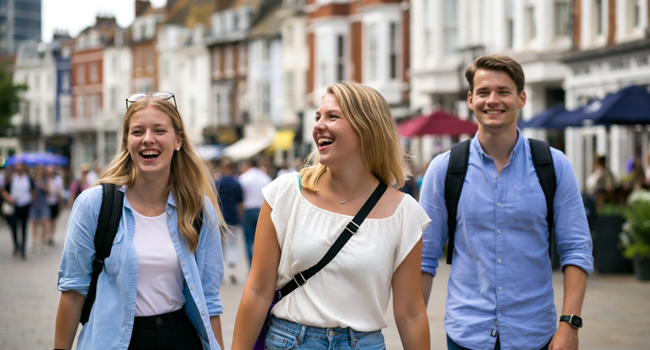  Erwachsene Teilnehmer in Brighton während einer LISA! Sprachreise in England beim Stadtbummel