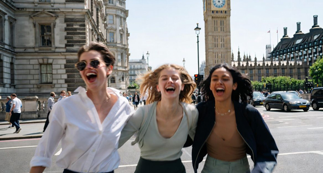 Erwachsene in London England vor Big Ben während einer LISA! Sprachreise genießen gemeinsam die Stadt