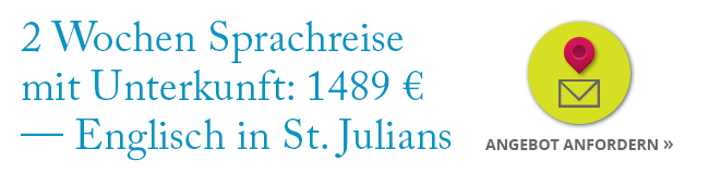 2 Wochen Sprachreise Englisch in St Julians mit Unterkunft 1489 Euro bei LISA! Sprachreisen Angebot