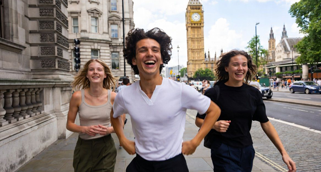 Erwachsene Teilnehmer einer LISA! Sprachreise vor dem Big Ben in London, England