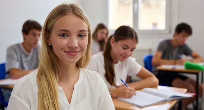 Jugendliche lernen gemeinsam in einem hellen Raum bei einer Schülersprachreise in Brighton