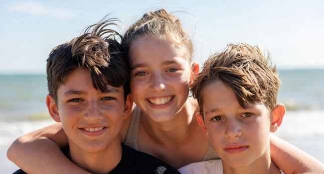 Schüler am Strand in Ilfracombe während einer LISA! Sprachreise genießen Meer und Freundschaften