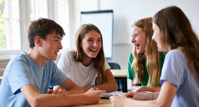 Schüler im Englischunterricht in Portsmouth während einer LISA! Sprachreise lernen gemeinsam in der Sprachschule