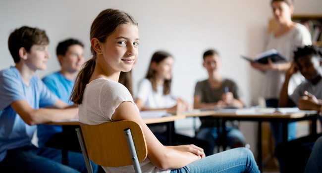 Schülerin im Englischunterricht in der Sprachschule während einer LISA! Schülersprachreise in Malta