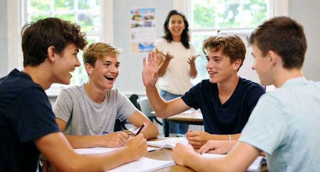Schüler lernen Italienisch im Unterricht während einer LISA! Italienisch-Sprachreise für Schüler in Orbetello, Italien