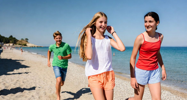 Spaziergang am Strand bei einer LISA! Italienisch-Sprachreise für Schüler in Triest Schüler genießen einen Spaziergang am Strand während einer LISA! Italienisch-Sprachreise für Schüler in Triest, Italien