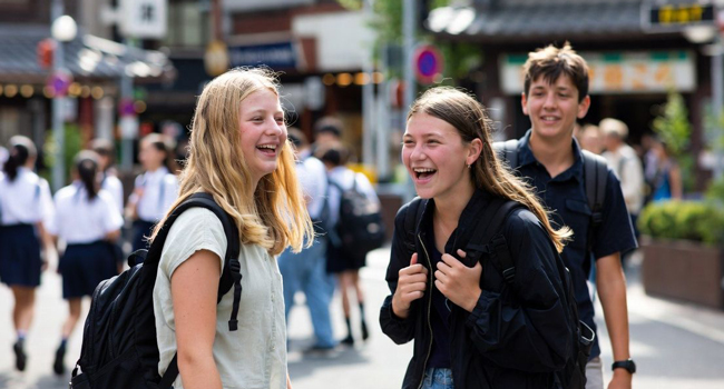  Junge Teilnehmer in einer asiatischen Stadt während einer LISA! Sprachreise genießen gemeinsam ihre Zeit