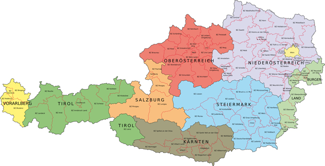 Karte Bundesländer Österreich von LISA! Sprachreisen