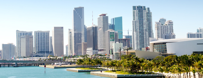 LISA-Sprachreisen-Erwachsene-Englisch-USA-Miami-Skyline-Downtown-Palmen-Meer