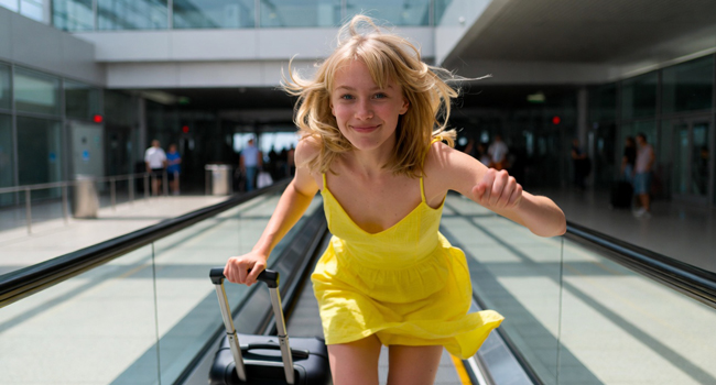 Mädchen mit Koffer bei der Anreise nach Antibes in Frankreich mit LISA! Sprachreisen