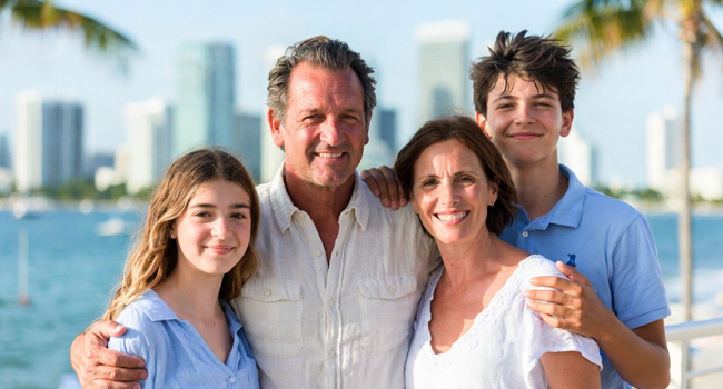 Eltern Kind Sprachreisen USA mit Familiensprachreisen LISA! Mutter Vater Tochter und Sohn in USA auf Familiensprachreise