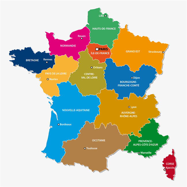 Karte Frankreich Regionen mit Hauptstädten LISA! Sprachreisen